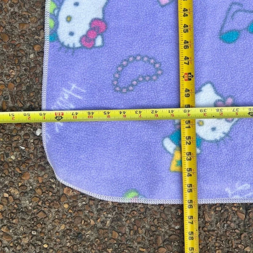 Sanrio Hello Kitty Purple Fleece Throw Blanket Lets Shop Shopping Print Y2K